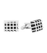 Rectangle Silver Checks Crystal Cufflinks In Box