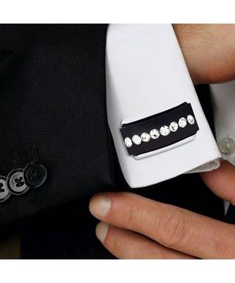Rectangle Black Diamond Cufflinks In Box 3