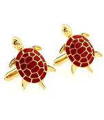Turtle Tortoise Red Cufflinks In Box
