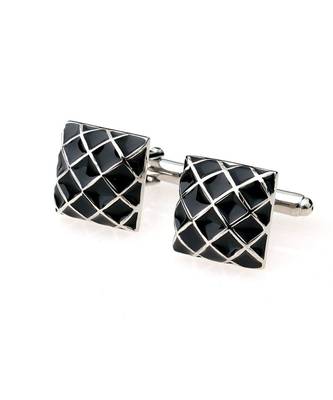 3D Checks Black Cufflinks In Box 2