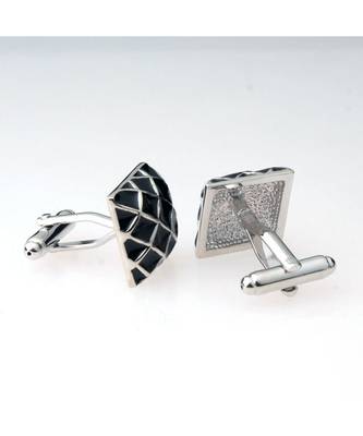 3D Checks Black Cufflinks In Box 3