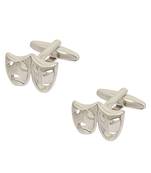 Venetian Mask Drama Silver Cufflinks In Box