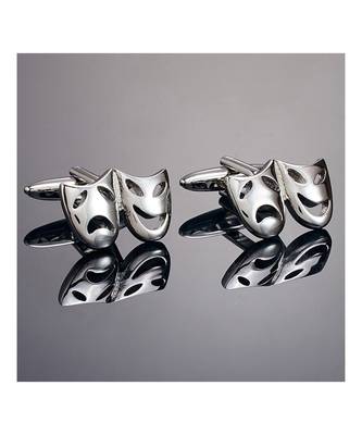 Venetian Mask Drama Silver Cufflinks In Box 3