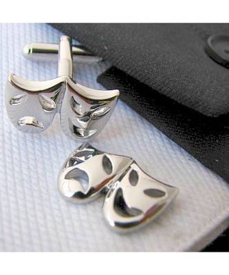 Venetian Mask Drama Silver Cufflinks In Box 4