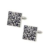 QR Code Barcode Black Cufflinks In Box