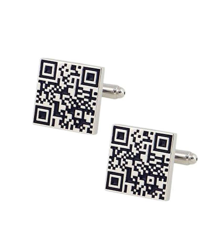 QR Code Barcode Black Cufflinks In Box