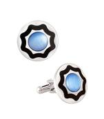 Round Blue Black Cufflinks In Box