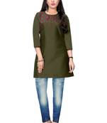 Green woven viscose short-kurtis