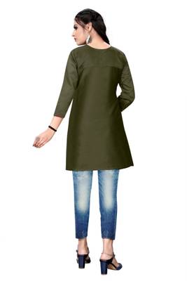 Green woven viscose short-kurtis 4