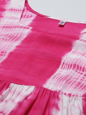 Pink printed viscose rayon maxi-dresses 4