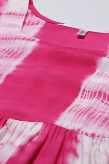 Pink printed viscose rayon maxi-dresses