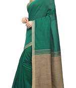Fabulous Cotton Silk Handloom Saree Ghicha Pallu Plain Body With small Borders