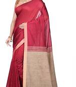 Fabulous Cotton Silk Handloom Saree Ghicha Pallu Plain Body With small Borders