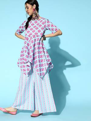 Blue printed cotton kurta-sets 2