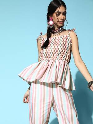 Pink printed rayon kurta-sets 1