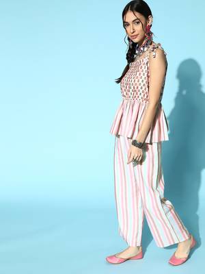 Pink printed rayon kurta-sets 2