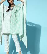 Cream printed rayon kurta-sets