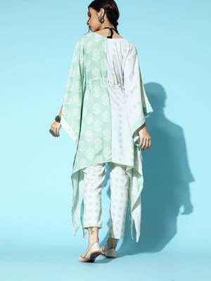 Cream printed rayon kurta-sets 3