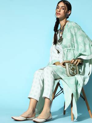Cream printed rayon kurta-sets 5