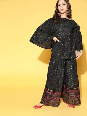Black printed cotton kurta-sets 1