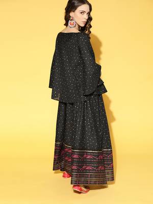 Black printed cotton kurta-sets 3