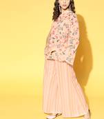 Peach printed crepe kurta-sets