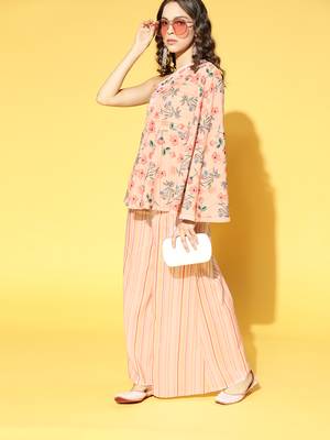 Peach printed crepe kurta-sets 2