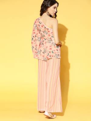 Peach printed crepe kurta-sets 3