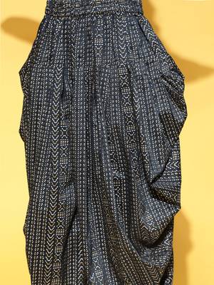 Navy-blue printed art silk kurta-sets 5