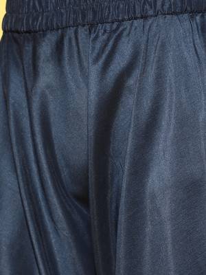 Navy-blue printed art silk kurta-sets 5