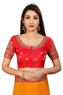 Yellow embroidered georgette saree with blouse 2