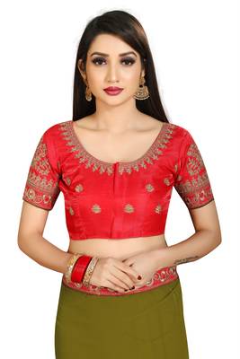 Mehendi embroidered georgette saree with blouse 2