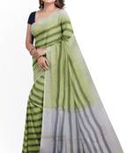 Sareesboutique.in Lemon Yelow with horizontal stripes Cotton Saree 