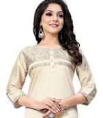 Beige woven viscose ethnic-kurtis