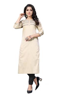 Beige woven viscose ethnic-kurtis 2