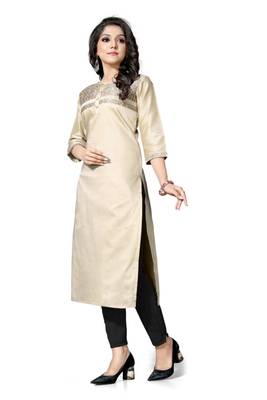 Beige woven viscose ethnic-kurtis 3