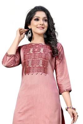 Brown woven viscose ethnic-kurtis 1