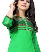 Green woven viscose ethnic-kurtis