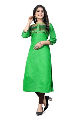 Green woven viscose ethnic-kurtis 2