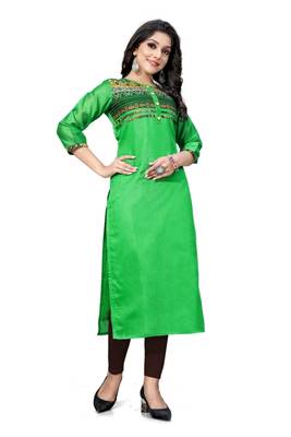 Green woven viscose ethnic-kurtis 3