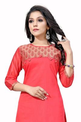 Peach woven viscose ethnic-kurtis 1
