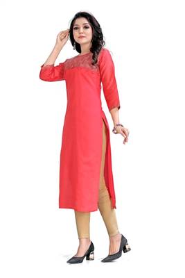Peach woven viscose ethnic-kurtis 3