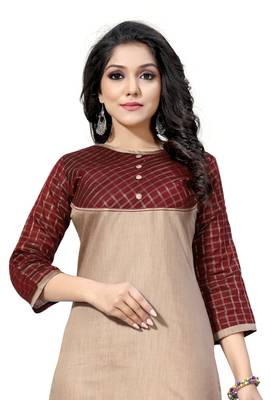Brown woven viscose ethnic-kurtis 1