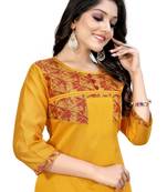 Yellow woven viscose ethnic-kurtis
