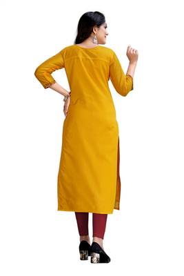 Yellow woven viscose ethnic-kurtis 4