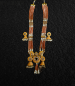 Gold Plated White & Yellow Stone & Beaded Handmade Meenakari Jewellery Set With Earings   Gold Peach Yellow