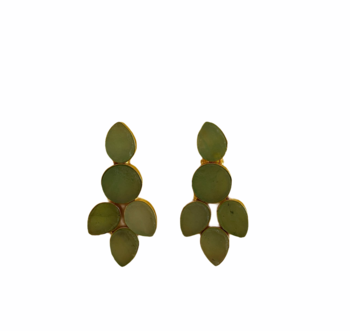 Brass & Sterling Silver Layer Drops & Danglers Wedding Party Handmade Earings   Green Turquiose 1