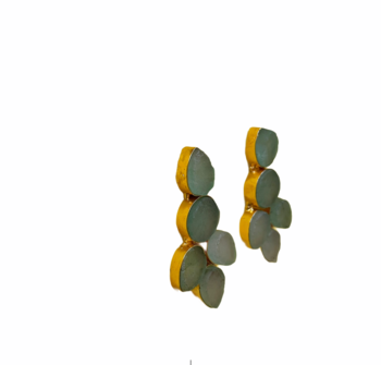 Brass & Sterling Silver Layer Drops & Danglers Wedding Party Handmade Earings   Green Turquiose 2