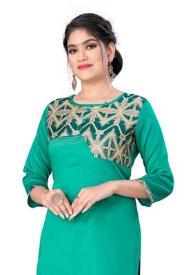 Green woven viscose ethnic-kurtis 1