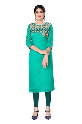 Green woven viscose ethnic-kurtis 2